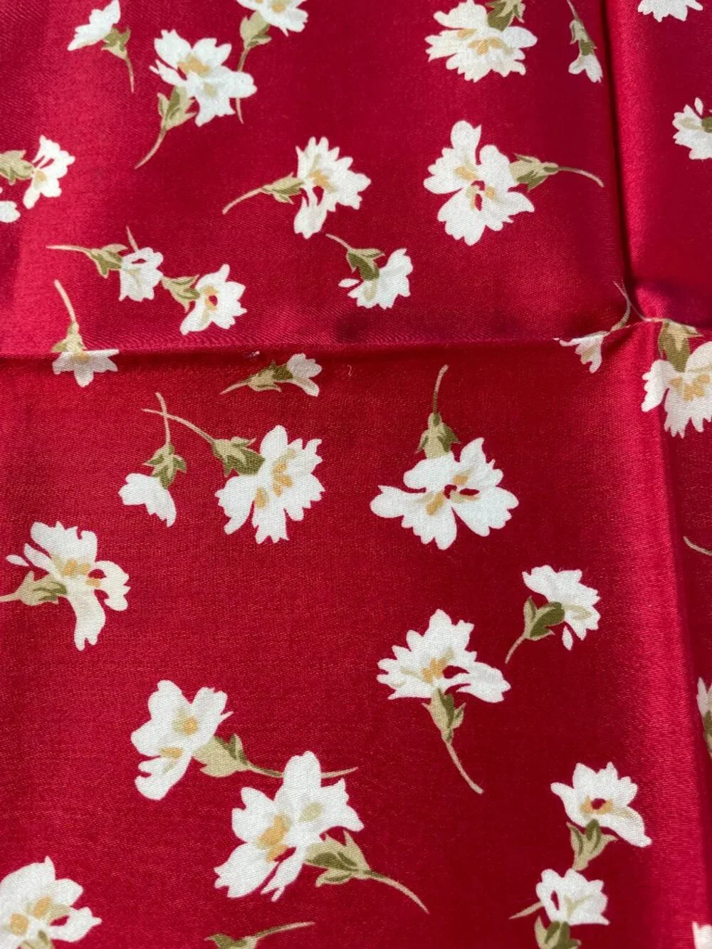Vintage DAKS London Cotton Scarf Red Floral Check Border 19